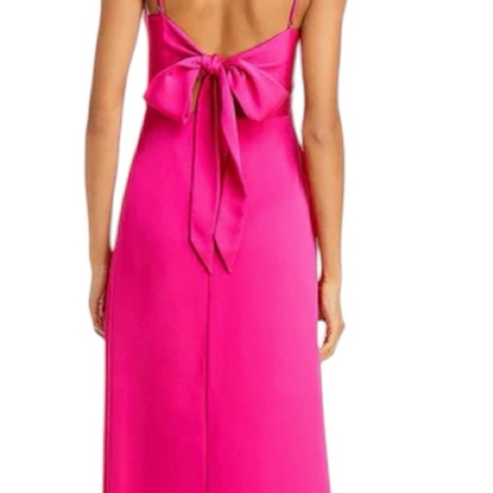 NWT AQUA Faux Wrap Spaghetti Strap V-Neck Tie Back Split Hem Lined Dress… - Picture 5 of 6